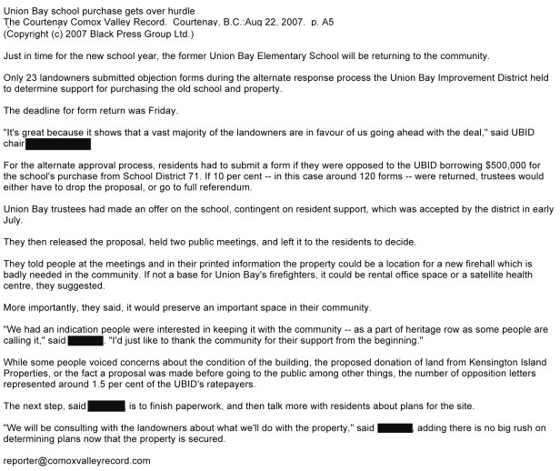 Union Bay school purchase gets over hurdle aug 22 2007