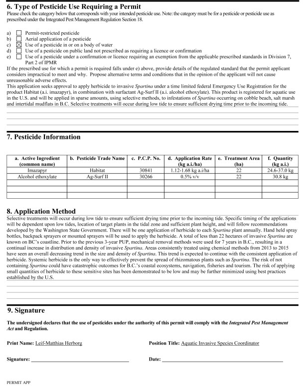 Pesticide License Application 2005