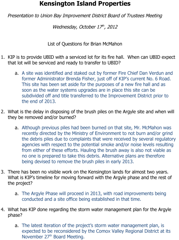 Community Questions for Brian McMahon and KIP-3-1