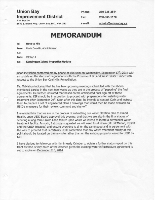 Kevin Sept 17, 2014 re KIP