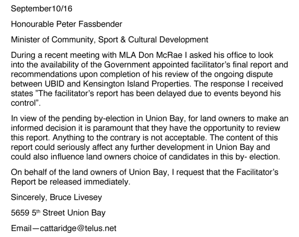 during-a-recent-meeting-with-mla-don-mcrae-i-asked-his-office-to-look-into-the-availability-of-the-facilitators-final-report-and-recommendations-upon-completion-of-his-review-of-the-ongoing-dispute-be
